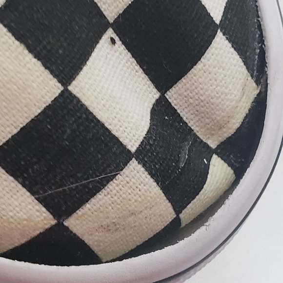 Vans Slip On Black White Checkerboard Unglued Around Edges M 5 W 6.5 - Picture 4 of 9